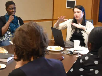 Woman teaching class