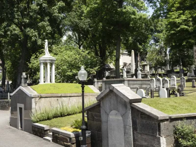 Cemetery and road with greenery