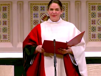 The Rev. Beth Blunt in Trinity Church during Lent