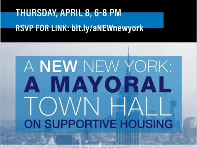 Updated graphic that reads "A NEW New York: A Mayoral Town Hall on Supportive Housing"