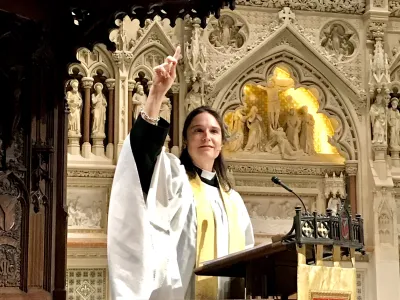 The Rev. Kristin Kaulbach Miles preaching