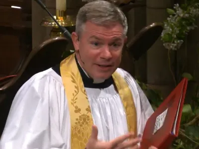 The Rev. Michael A. Bird preaches at the Family Service during Eastertide.