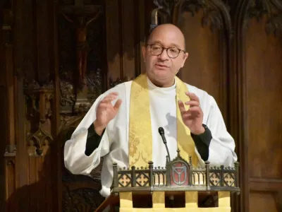 Father Phil in the pulpit