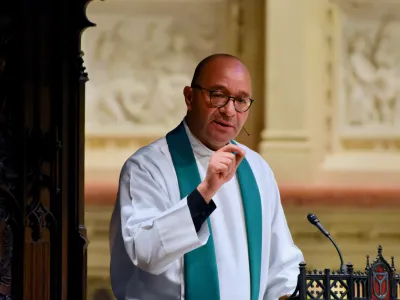 Father Phil in the pulpit