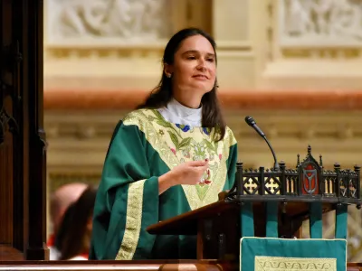 Mother Kristin in the pulpit