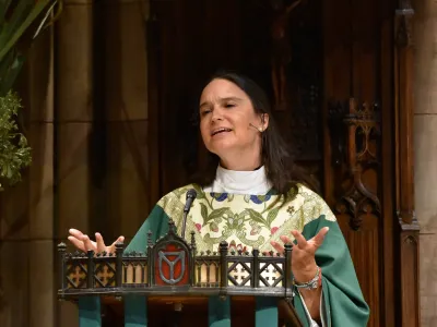 Mother Kristin in the pulpit