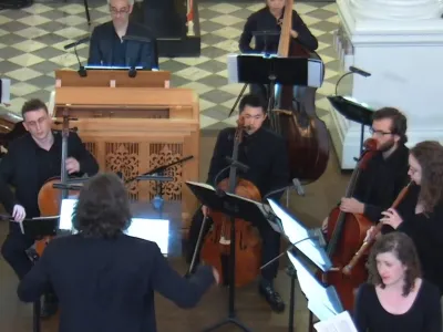 Members of Trinity Baroque Orchestra play in St. Paul's Chapel