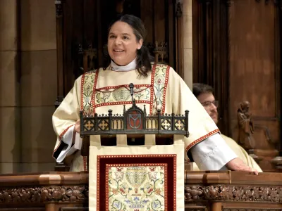 Mother Beth in the pulpit