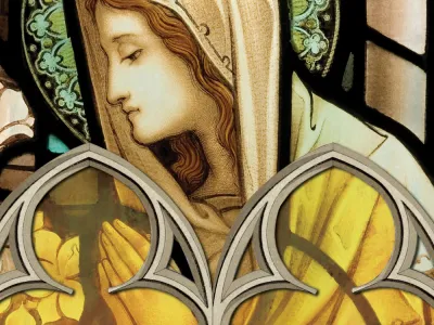 Stained glass with image of Mary