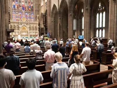 The congregation gathers for Holy Eucharist at Trinity Church