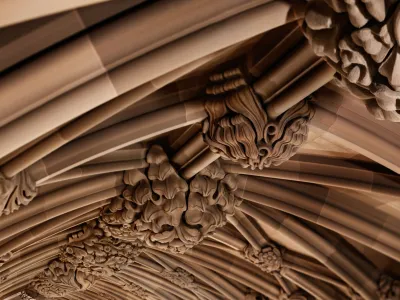 Ornamental plaster ceiling work in Trinity Church