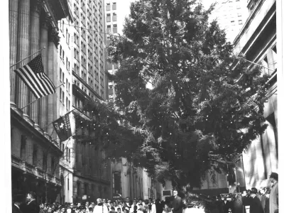 Christmas Tree-lighting on Wall Street 1961