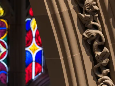 Stained glass and plaster work in Trinity Church