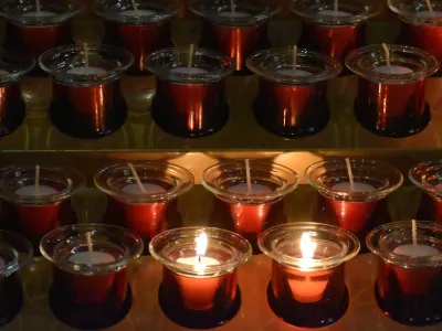 Burning prayer candles in the Chapel of All Saints at Trinity Church