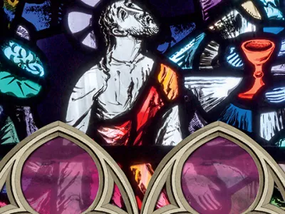 Image of man in stained glass