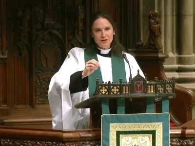 Mother Kristin in the pulpit