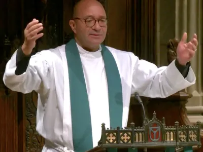 Father Phil in the pulpit