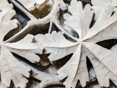 Close up of plaster work in Trinity Church depicting leaves