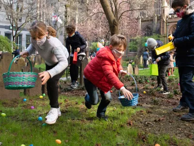 An Easter egg hunt in Trinity churchyard