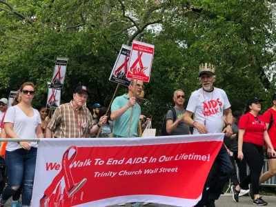 Parishioners walk in AIDS Walk New York