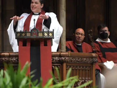 Mother Beth in the pulpit