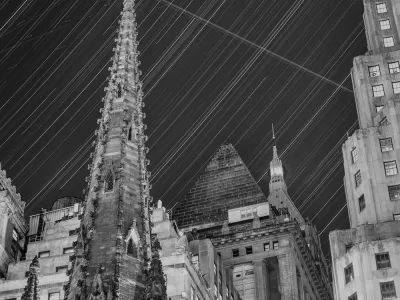 Trinity Church steeple at night