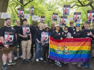 Trinity staff and congregation members march in the 2022 AIDS Walk New York