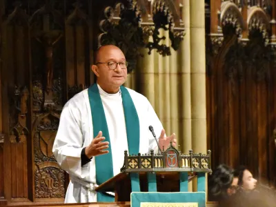 Father Phil in the pulpit