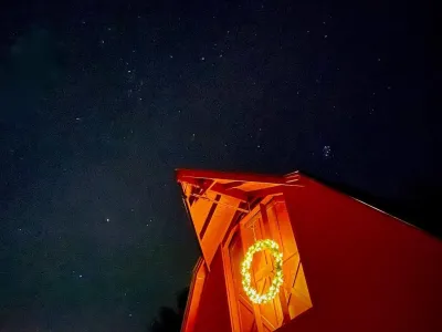 Trinity Retreat Center building with wreath