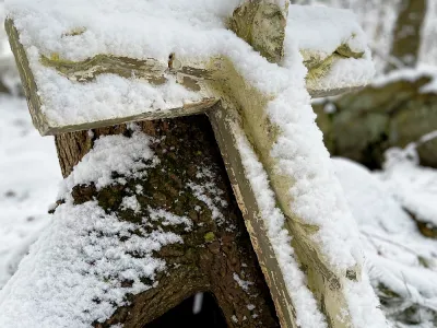 Cross in the snow at Trinity Retreat center