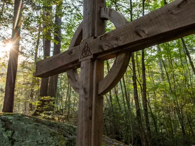 Wooden cross in the Trinity Forest