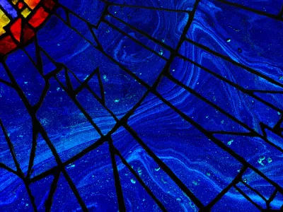 stained glass in blues