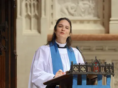 Mother Kristin in the pulpit