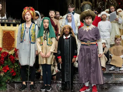 Children dressed up for the Christmas pageant in Trinity Church