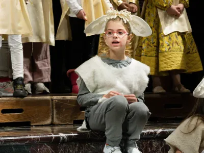 A child dressed as a sheep during the Christmas pageant at Trinity Church