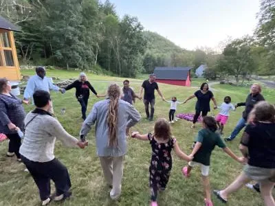 Retreatants dancing