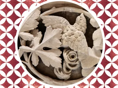 Marble carving of leaves