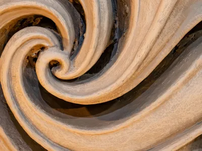 Close up photo of swirled plaster work in Trinity Church