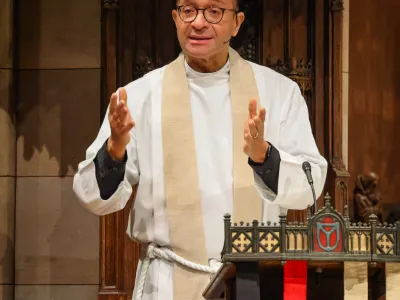 Father Phil in the pulpit