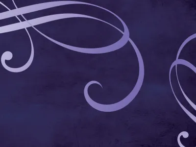 Music-inspired swirls over a purple background