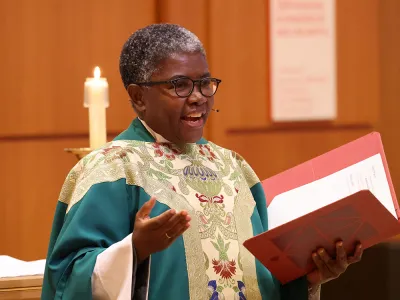 Sister Promise Atelon preaches at Family Service