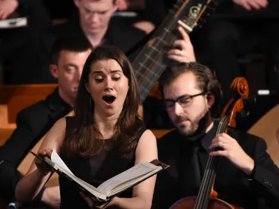 Molly Netter sings in front of period instruments