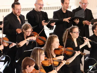 Musicians in St. Paul's Chapel at a Bach at One concert.