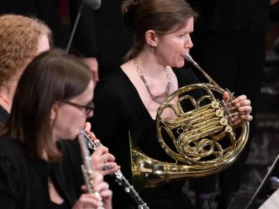 NOVUS NY french horn and flute players