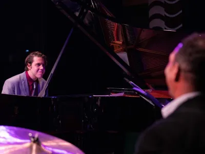 Esteban Castro Trio playing piano and cymbals