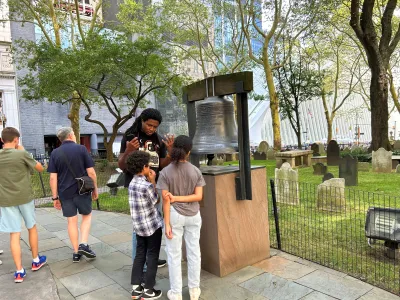 Visitors at the Bell of Hope