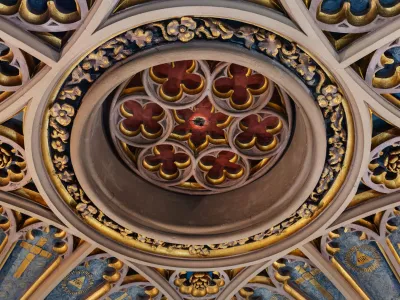 The ornamented vault of the entry vestibule Trinity Church.