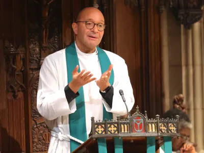 Father Phil in the pulpit