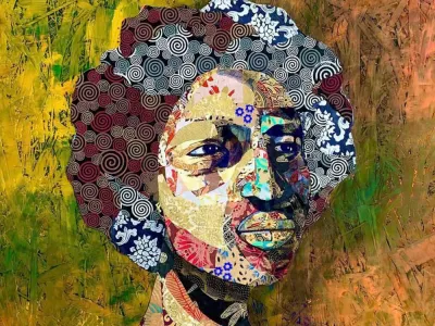 A collage image of Black woman, by artist Patrick Dougher