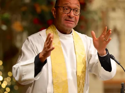 Father Phil in the pulpit